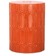 Melody Glazed Ceramic Decorative Garden Stool, Orange