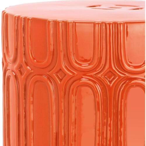 Melody Glazed Ceramic Decorative Garden Stool, Orange 2