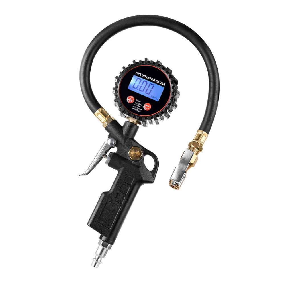 Digital Tire Inflator Pressure Gauge, Led Display Tyre Deflator Gage With Brass Chuck Hose 477169080691