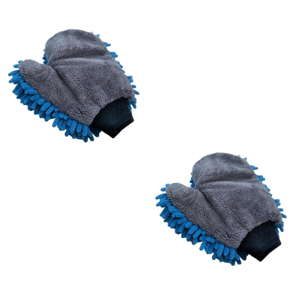 2 Pcs Car Wash Gloves Car Wash Hand Glove Chenille Mitt Adults 477169082459