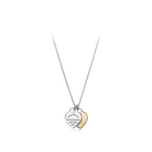 (A silver double-heart gold necklace) Classic T brand Double Heart Heart pendant, diamond and gold-plated heart necklace