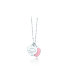 (A silver double-heart pink necklace) Classic T brand Double Heart Heart pendant, diamond and gold-plated heart necklace