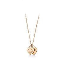 (A golden double-heart double-character necklace) Classic T brand Double Heart Heart pendant, diamond and gold-plated heart necklace