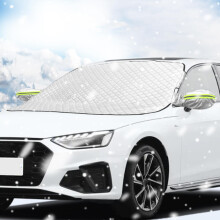 Car Windshield Snow Cover with Side Mirror and Hook, Winter Sun Shade Foldable, Magnetic for Ice Snow