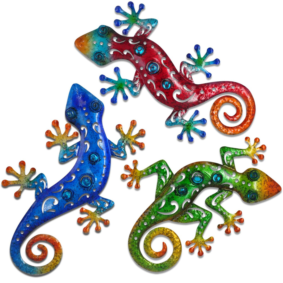 Metal Gecko Wall Decor Lizard Outdoor Wall Art Hanging Sculpture Home Decor Outdoor Spring Decor for Front Yard Fence Patio Garden, Style 2