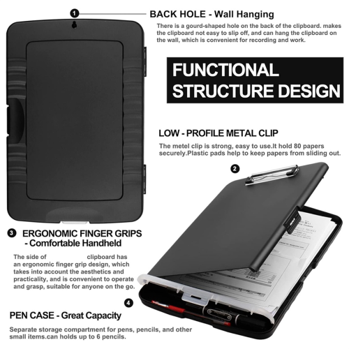 Clipboard Organizer Clipboards med Opbevaring Ammepleje Clipboard, Sort 2