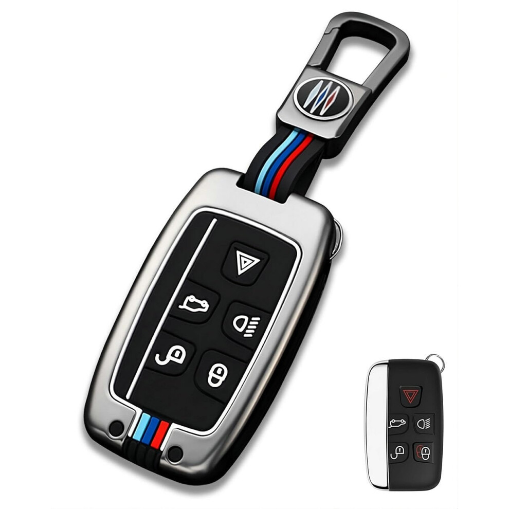 For Land Rover Key Fob Cover Case Metal Shell Smart Key Holder Compatible For Range Rover Sport Discovery Lr4 Evoque Velar (Lrbgray) 477169084910