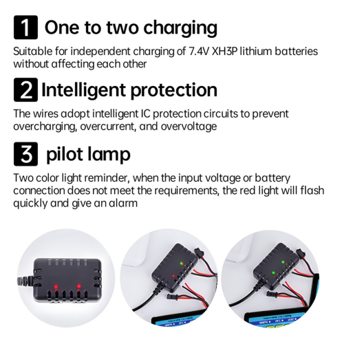 Încărcător 2S 7.4V 2-în-1 cu mufă conector XH-3P 2