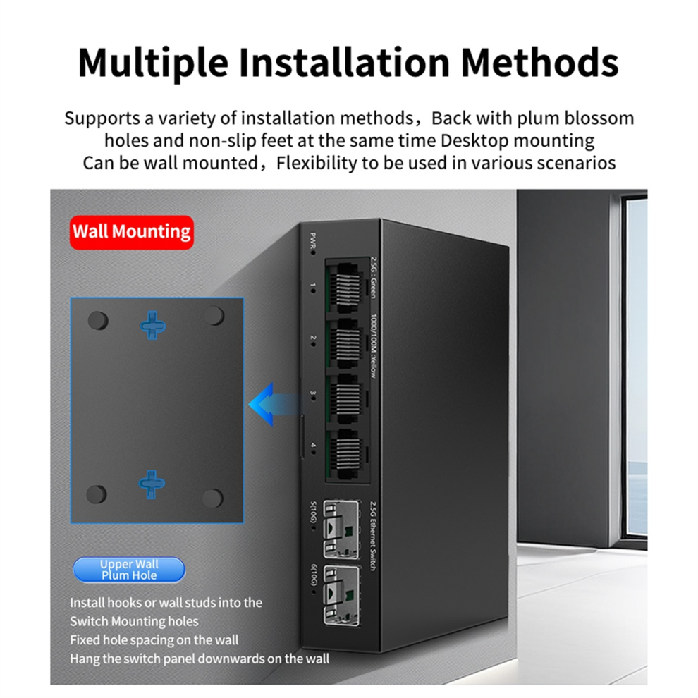 Switch 2.5Gb Switch Di Rete Non Gestito A 4 Porte 2.5G Con Spina Ue A 2 Porte