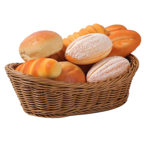 Cesta oval de vime trançado para pão, cesta de armazenamento de alimentos de 10,2 polegadas 2