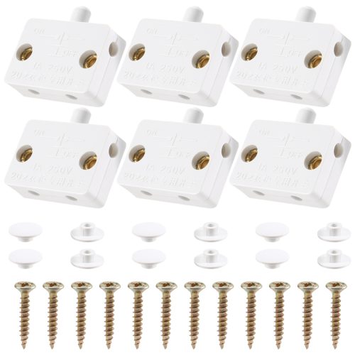 6Pcs Door Led Switch for Closet Light,Electrical Lamp Switches,White