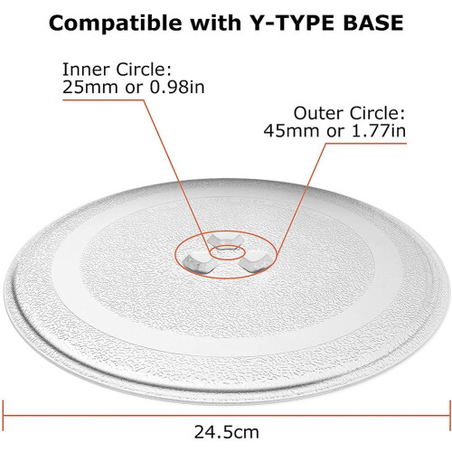 Universal Microwave Glass Turntable Plate, Round Replacement 24.5cm 1