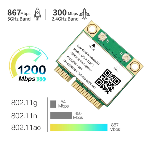 Placă de rețea wireless Bluetooth 4.2 Mini PCI-E - AC7265 2