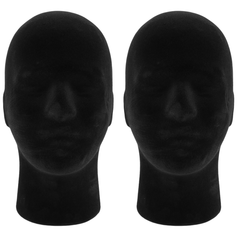 Tête de mannequin en mousse noire pour homme, présentoir pour magasin, chapeau