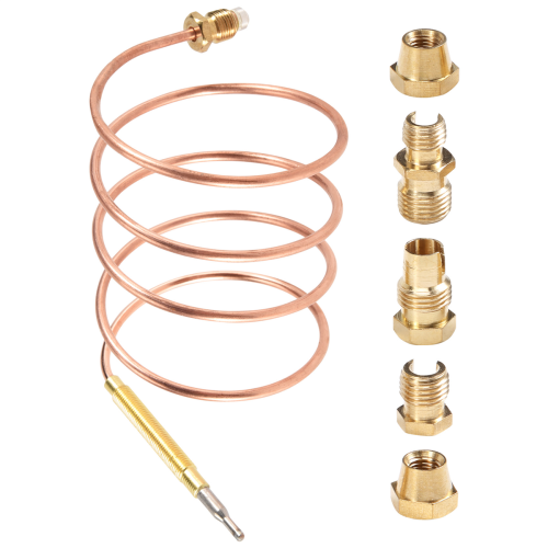 Termopar Universal De 900 Mm Con Válvula Electromagnética – Kit Anti-Fuga Para Hornallas A Gas, Incluye 5 Tuercas, Acero Inoxidable, Para Cocinas Y Calentadores