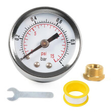 1/8'' Pressure Gauge 015PSI 01Bar  Wrench Adaptor Double Scale Pressure Gauge for Injections