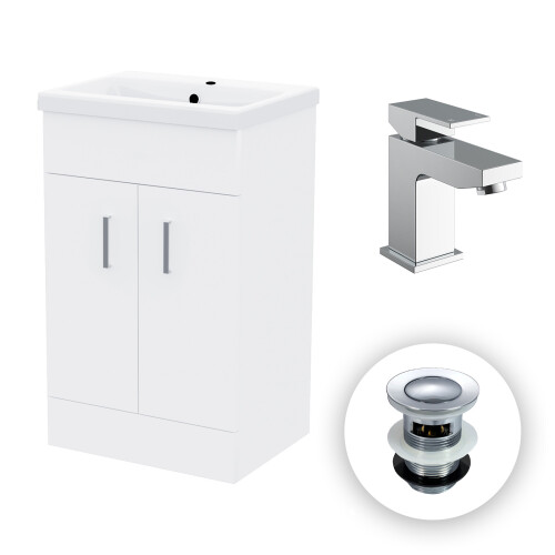 NES Home Nes Home 500mm Freestanding Basin Vanity Basin Sink and Deck Mounted Tap