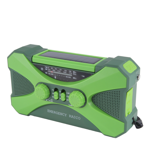 Ραδιόφωνο έκτακτης ανάγκης 10000MAh, Ηλιακός χειροστρόφαλος με φορτιστή, Πράσινο LED 2