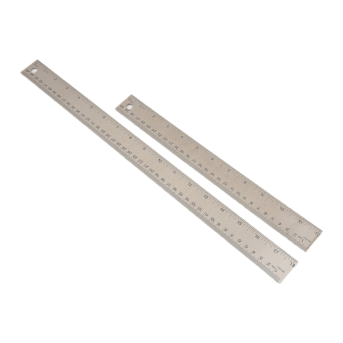 Régua de metal com suporte de cortiça: (12 + 18 polegadas) com polegadas e centímetros 2