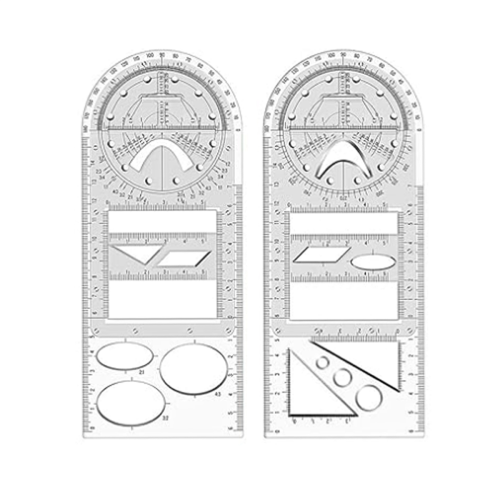 4Pcs Multifunctional Geometric Ruler Measuring Drawing Ruler Plastic 2