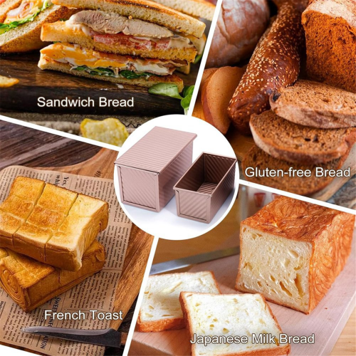 2Pack Pullman Loaf Pan with Lid,Non-Stick Sandwich Bread Loaf Pan 1