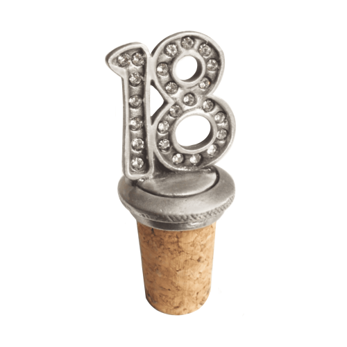 (Add a Gift Pouch) 18th Birthday Pewter Bottle Stopper