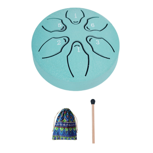 6 note 3 pollici Chakra Tank Drum Percussion Mallets imbottiti blu lago