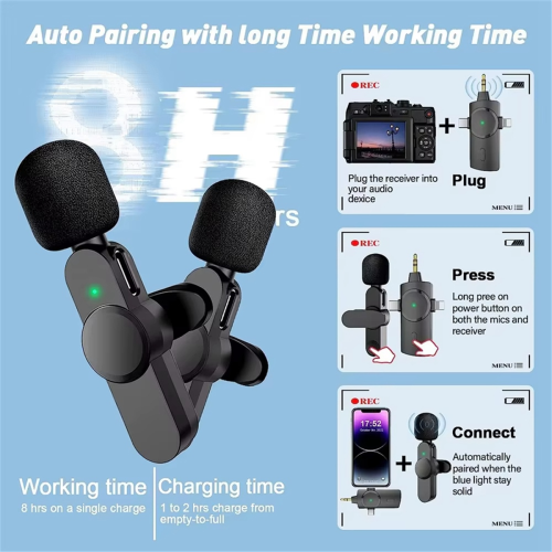 3 In1 Wireless Lavalier Microphone for Interviews Video for 1