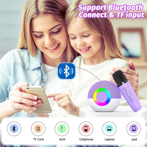 Mini karaokemachine met 2 microfoons, Bluetooth-microfoon, liedjesspeelgoed, A 1
