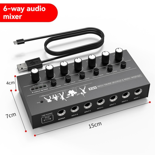 Mixer de áudio compacto de 6 canais com ruído ultrabaixo 1