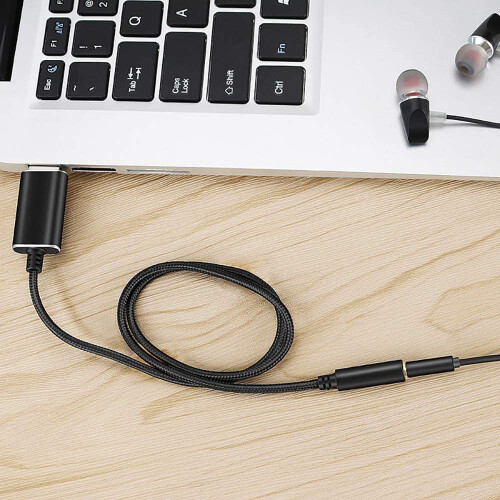 Adaptador de áudio USB para conector de 3,5 mm e conector de microfone para , , PC 1