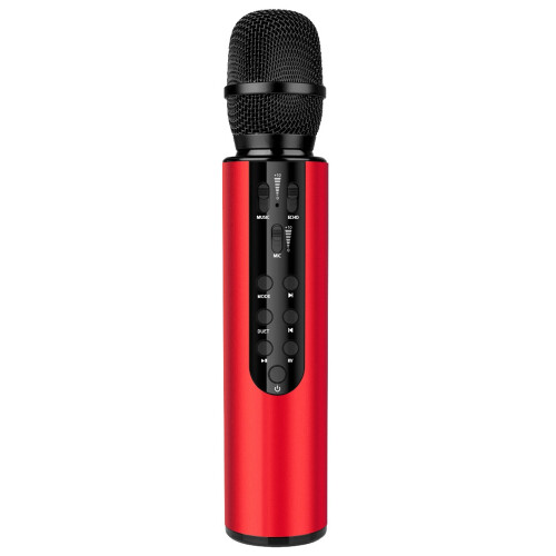 Bluetooth-Dual-Lautsprecher, Karaoke-Mikrofon für Live-Streaming, Sprache, Rot