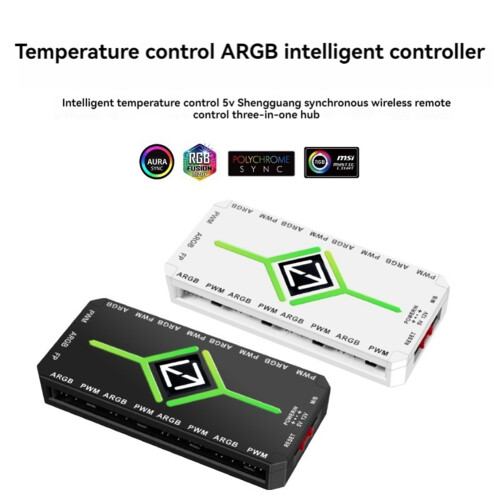 Ελεγκτής ARGB 5V 3 ακίδων Ψύξη Πλήμνη ανεμιστήρα PWM 4 ακίδων Ανεμιστήρας PWM ARGB Μαύρος 2