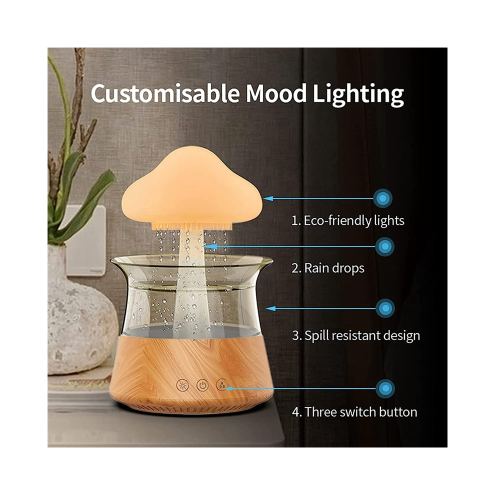 Diffusore Umidificatore Rain Con Luci Notturne A 7 Colori, Con Telecomando