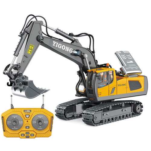 Mini excavatrice télécommandée à l’échelle 1:24, 11 canaux, télécommande 2,4 GHz