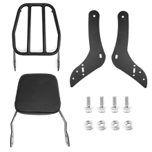 Takamatkustajan istuin, sissy-bar selkänoja ja tavarankantokori