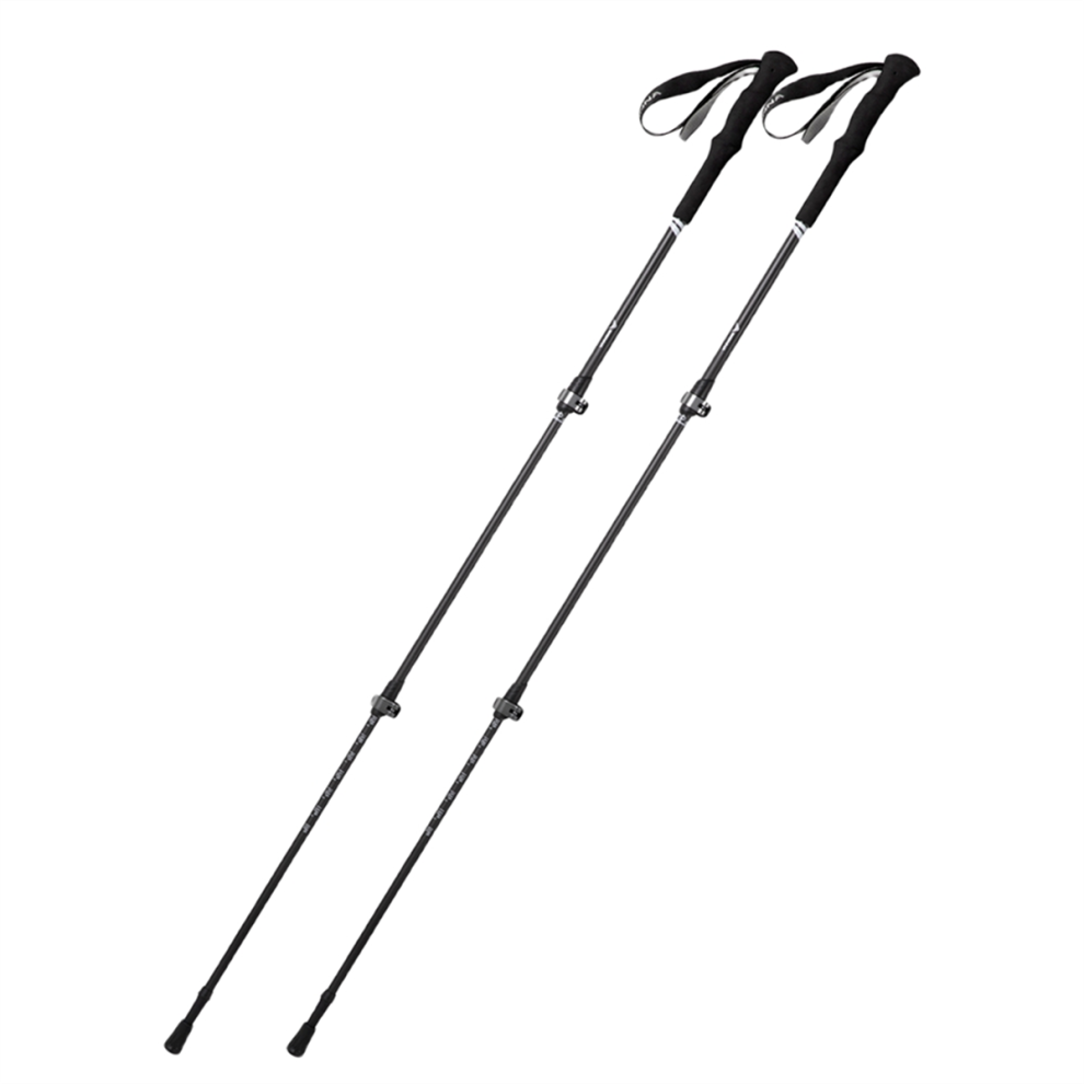 2 Bastoncini Da Trekking In Fibra Di Carbonio Neri
