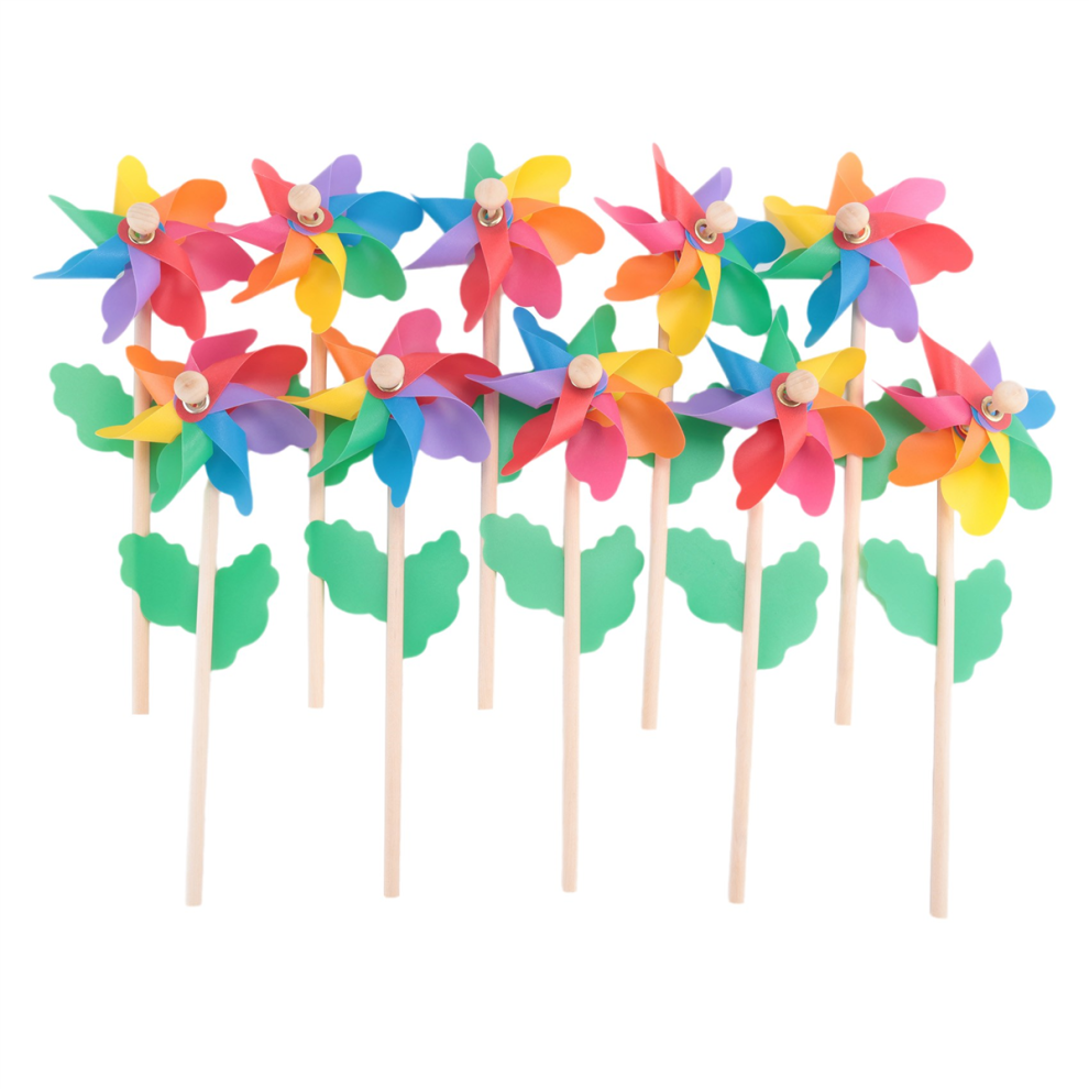 10 Pezzi Di Girandole Di Bastoni Di Legno, Per Bambini, Giocattolo, Giardino, Prato, Decorazioni Per Feste