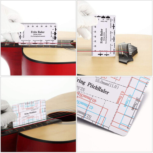 Set da 10 pezzi con 9 righelli ad arco e 1 righello per l'altezza delle corde per chitarra e basso 2