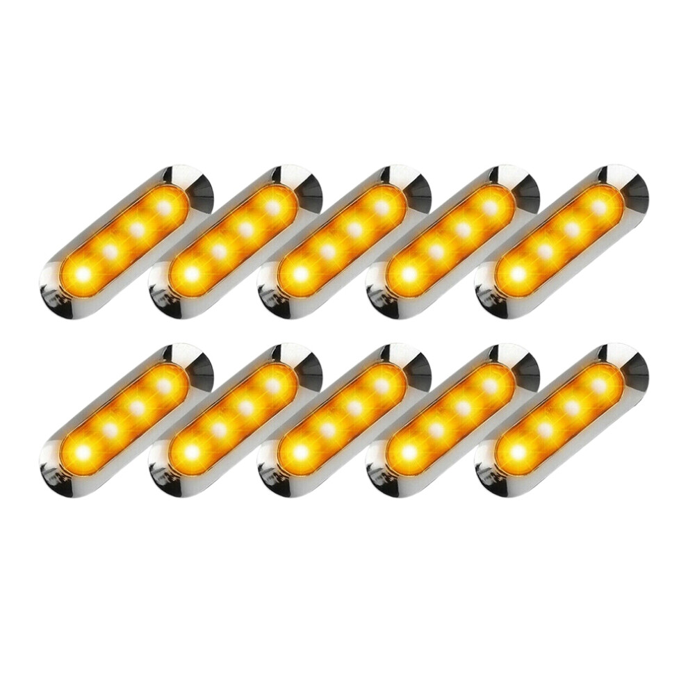 10X Led Trailer Truck Side Marker Lights 4Led Rv 12V-24V Amber 4853464716750