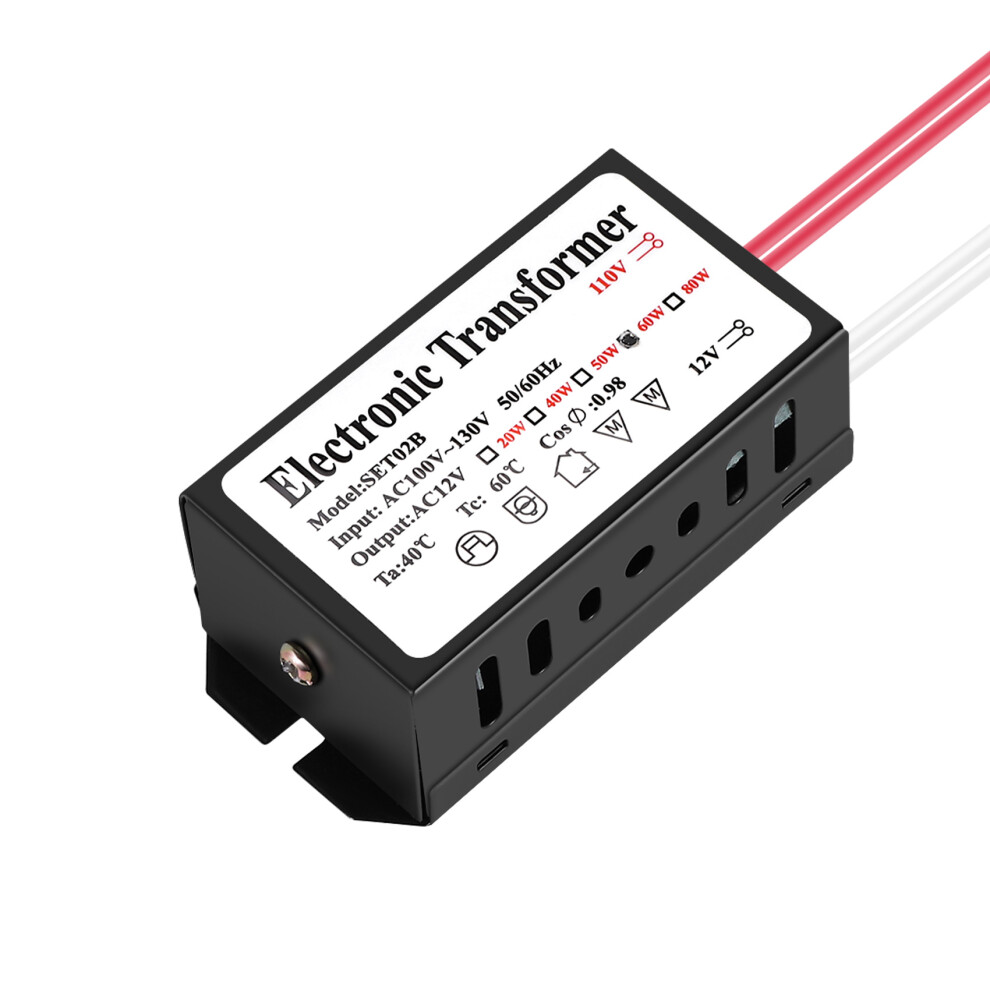 110V To 12V 60W Halogen Light Electronic Transformer Black 4853464717498
