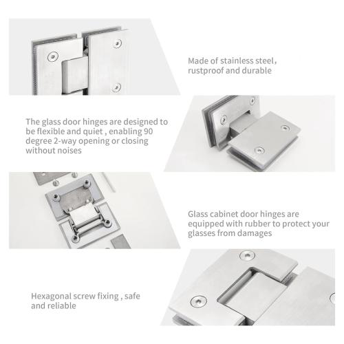 2 Pack 180 Degree Frameless Glass Shower Door Hinges 1