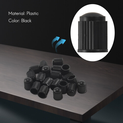 20pcs Plastic Bike Valve Dust Caps Black 1