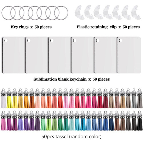 200Pcs Sublimation Keychain Blanks Set Rectangle Heat Transfer Blanks 1