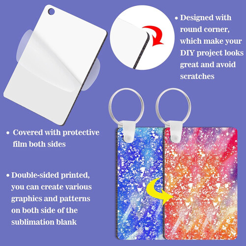 200Pcs Sublimation Keychain Blanks Set Rectangle Heat Transfer Blanks 2