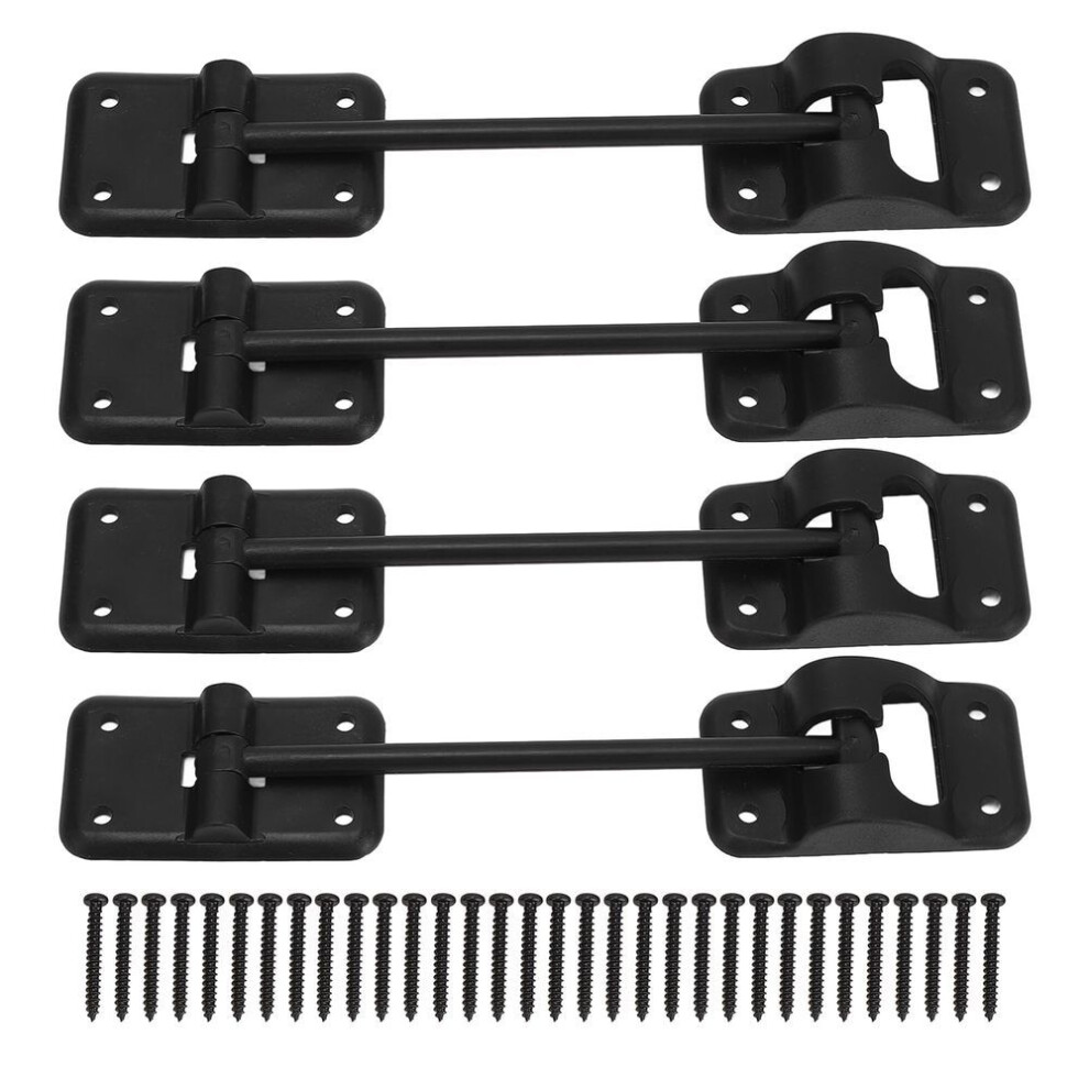 (as the picture, Black) 4 Sets 6 Inch T-style Abs Door Catch Lock Bracket Rv Camper Trailer Entrance Door Holder
