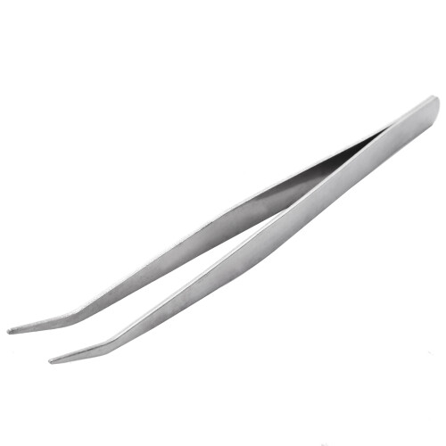 Pinzette a punta curva e piegata color argento lunghe 5,9"