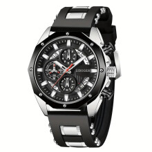 (Silver) Fashionable silicone strap watch, multi-functional sports watch