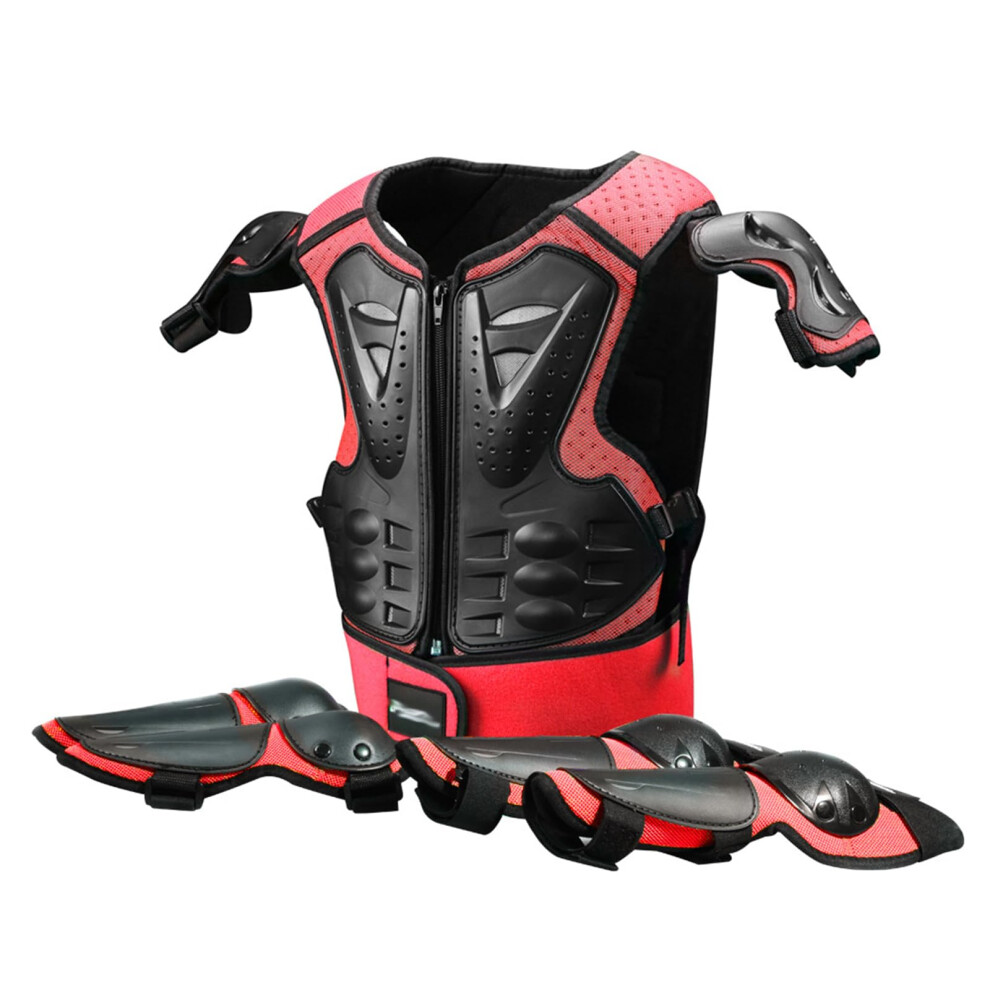 Kids Motorcycle Armor Suit Knee Elbow Protectors Chest Back Spine Guard For Snowboarding Offroad 5Piece Set 477169086969