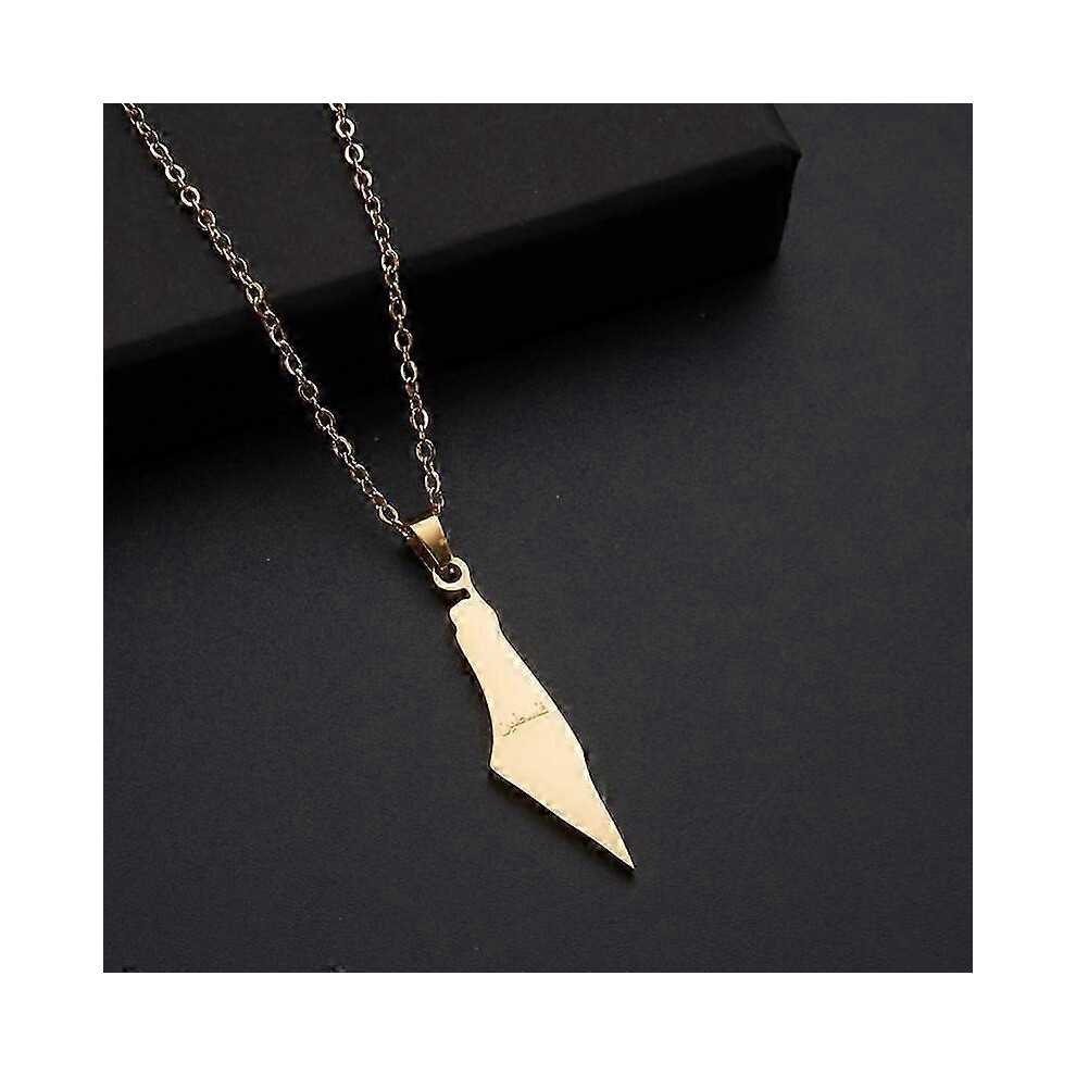Kikidex (, One Size) Israel Map Pendant Necklace Chain Maps Charm Necklaces Gold